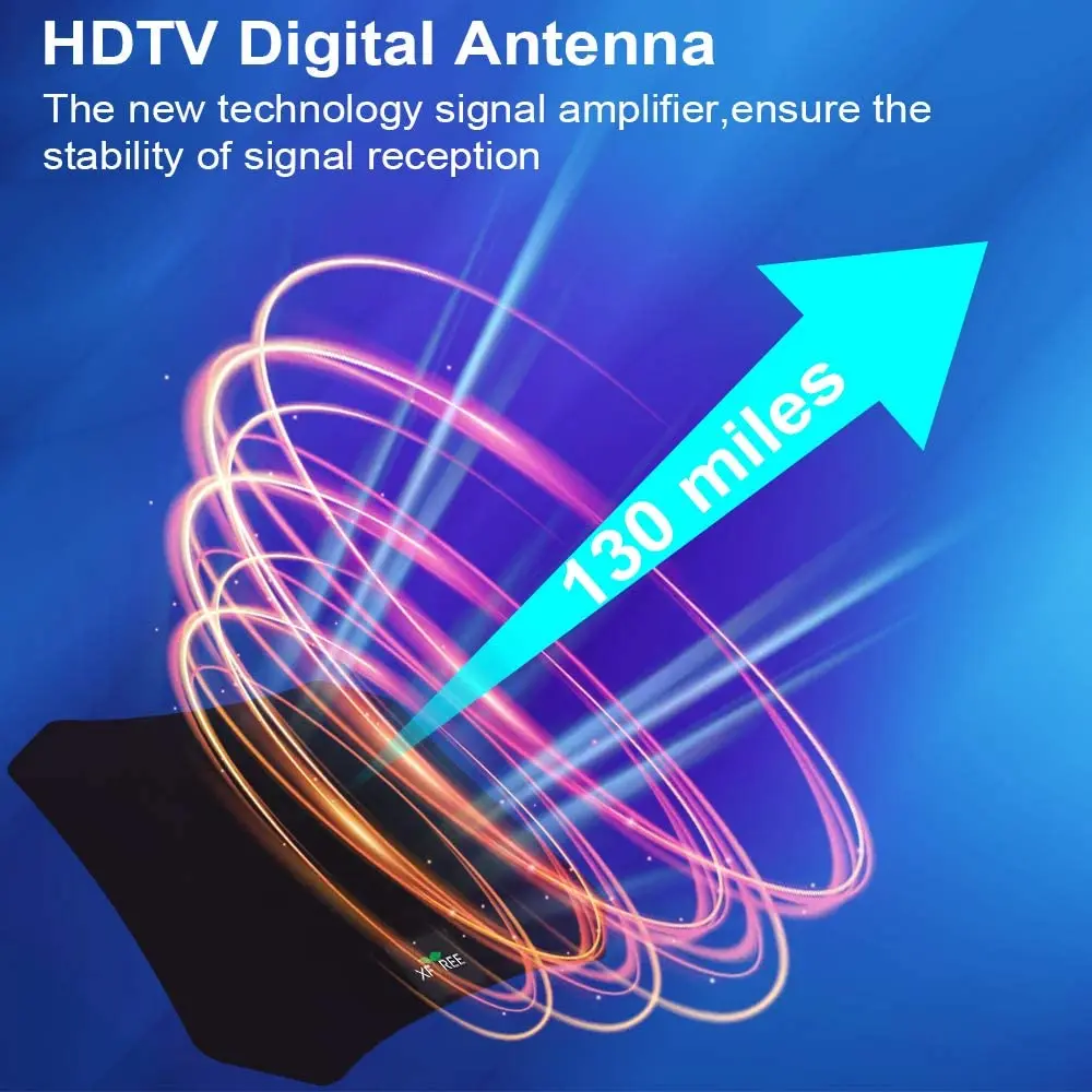 HDTV Antenna, 2020 New Indoor Digital TV Antenna 130 Miles Range with Amplifier Signal Booster 4K Free Local Channels Support Al