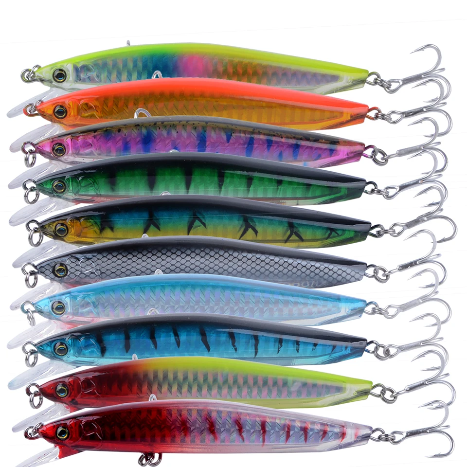 10 pcs Minnow Wobbler Fishing Lure 115mm 12.8g Artificial Hard Bait Depth 0-3m bait Jerk Bass Pike Baits Slow Sinking Flaoting