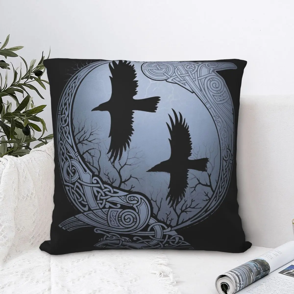 ODIN'S RAVENS Pillowcase Viking Norse Mythology Backpack Cushion For Home DIY Printed Chair Hug Pillowcase Decorative