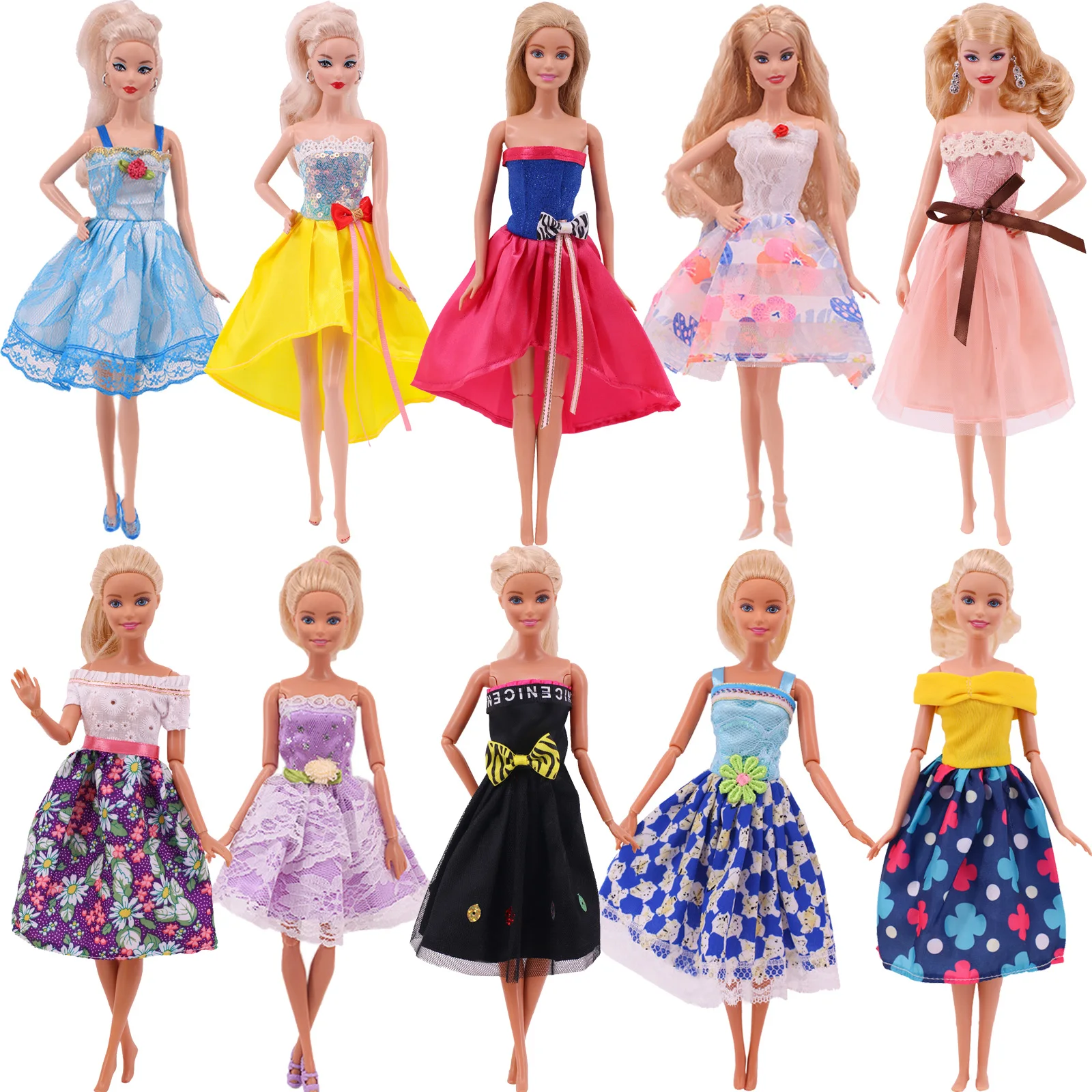 Fashion Dress Bow Tie Strapless Skirt For 1/6 Doll Lace Party Wear Clothes for Barbies Doll Accessories Outfits Girl's Doll Toy