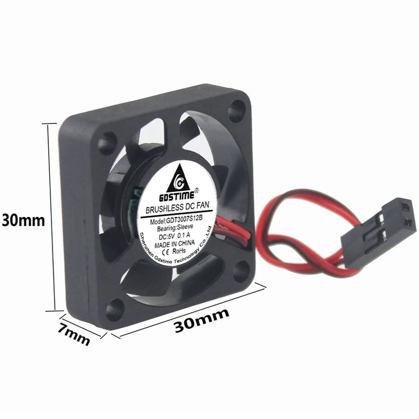 Imagem -05 - Gdstime-mini Ventilador de Refrigeração de 30 mm 30x30x7 mm 3cm 2pin 5v dc 50 Peças