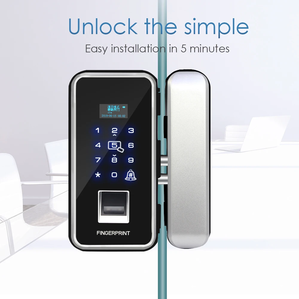 Smart Door Lock Fingerprint Lock Electronic Digital Opener Electric RFID Security Double Door Password Lock Office