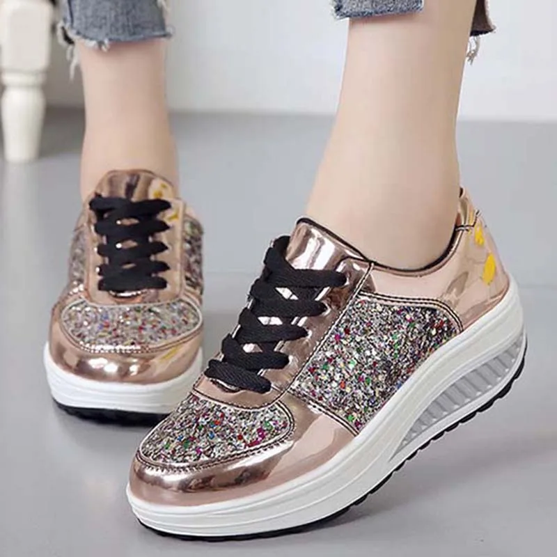 

2023 Women's Casual Shoes Bling Bling Flat Women's Sports Shoes Large 35-42 Outdoor Coach Vulcanized Shoes Zapatos De Mujer