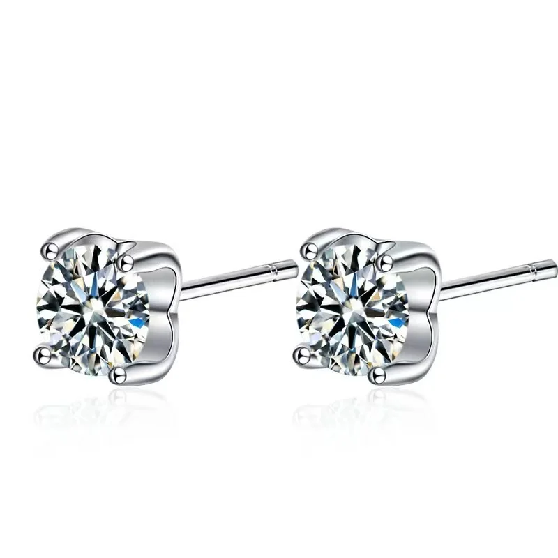 

Trendy 5mm D Color Round Moissanite Diamond Earrings Women Jewelry 100% S925 Sterling Silver Bull Head Stud Earrings with Gra