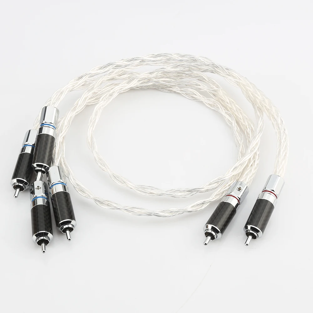 Audiocrast OCC 8AG Silver Plated Audio Cable RCA to RCA Interconnect Splitter to 2RCAs 1 Piece High Fidelity Sound Connection