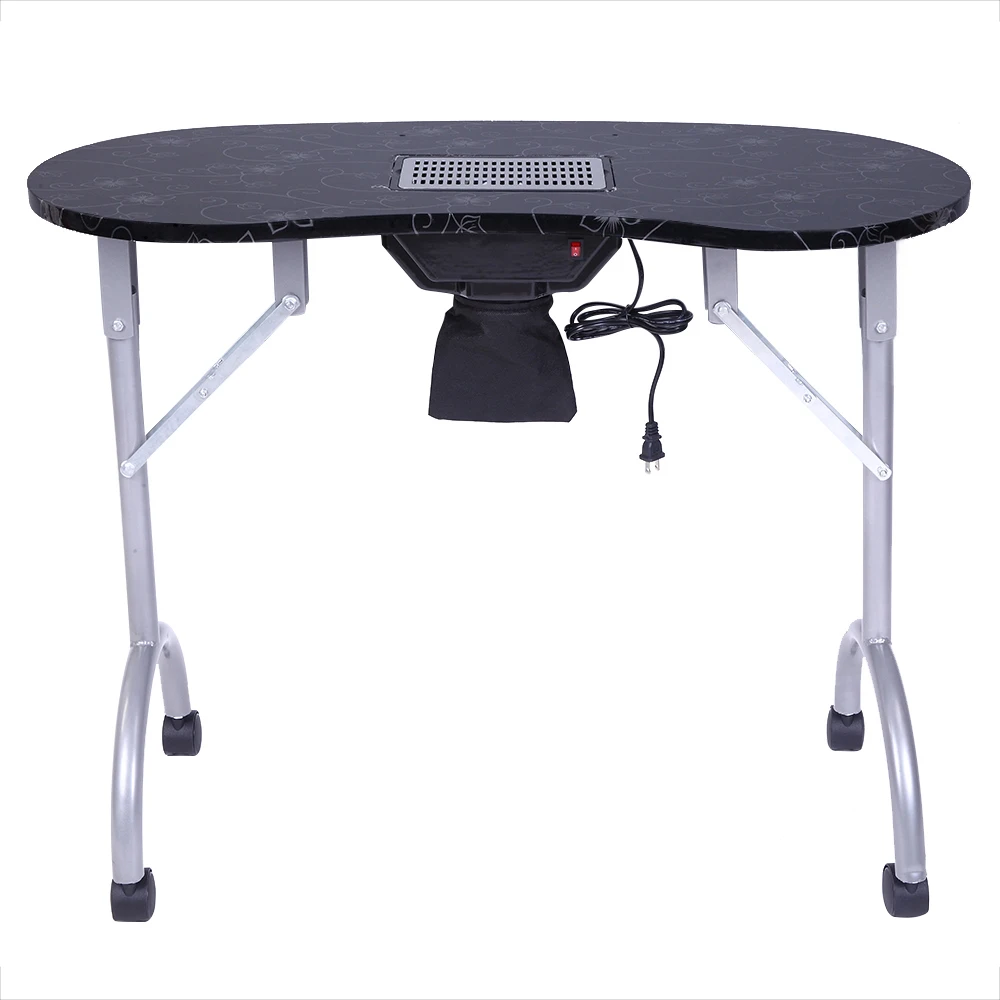 Two Colors Portable MDF Nail Bale Manicure Table Spa Beauty Salon Equipment Desk with Dust Collector & Cushion & Fan