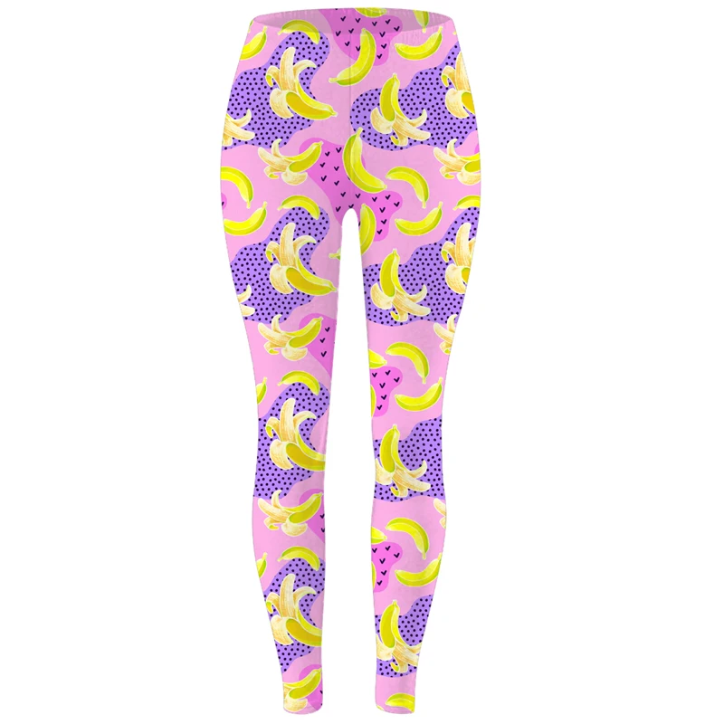 Women Fruit Print Leggings Banana Strawberry Avocado Mango Pineapple Lemon Cotton Leggings 2022 90s Y2k Coloful Yoga Pant Lovely