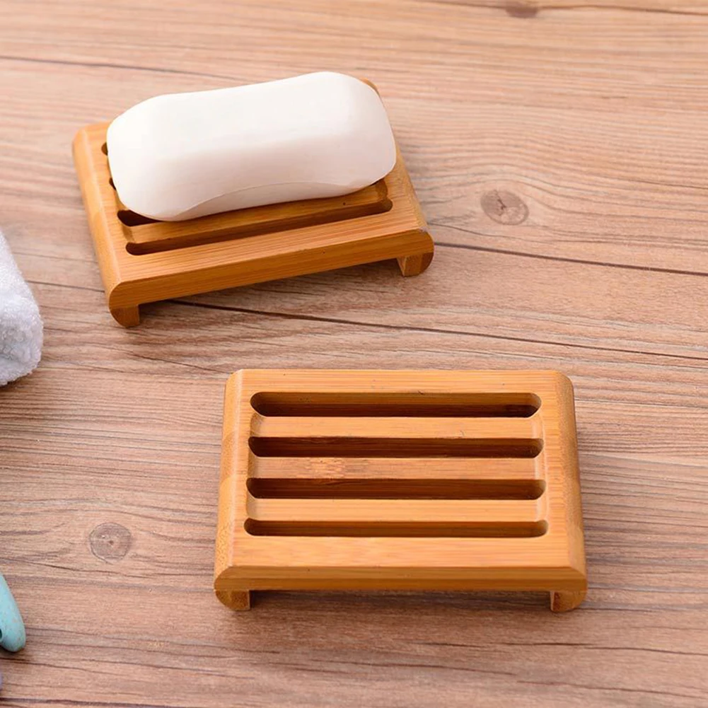 Portable Creative Biodegradable Bamboo Soap Dish Holder Rack Tray Plate Natural Wood Bathroom Soap Box Simple Monden  D4