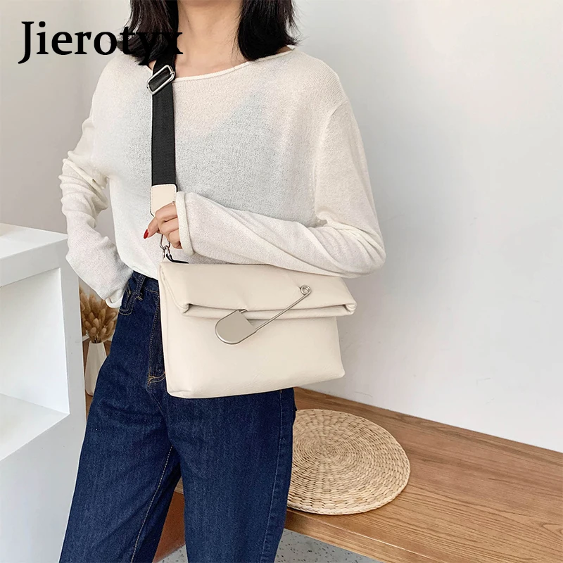 JIEROTYX Nuove donne di Crossbody Bag 2020 Donna Primavera Borsa di Modo Borsa Femminile Quadrati Enorme Clip di Cuoio Sacchetto del Messaggero