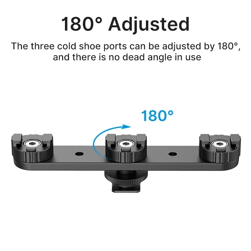 For Ulanzi PT-23 Triple Cold Shoe Bracket Mount Holder Nikon Canon Sony DSLR SLR Camera Monitor Mount Smartphone Vlog Bracket