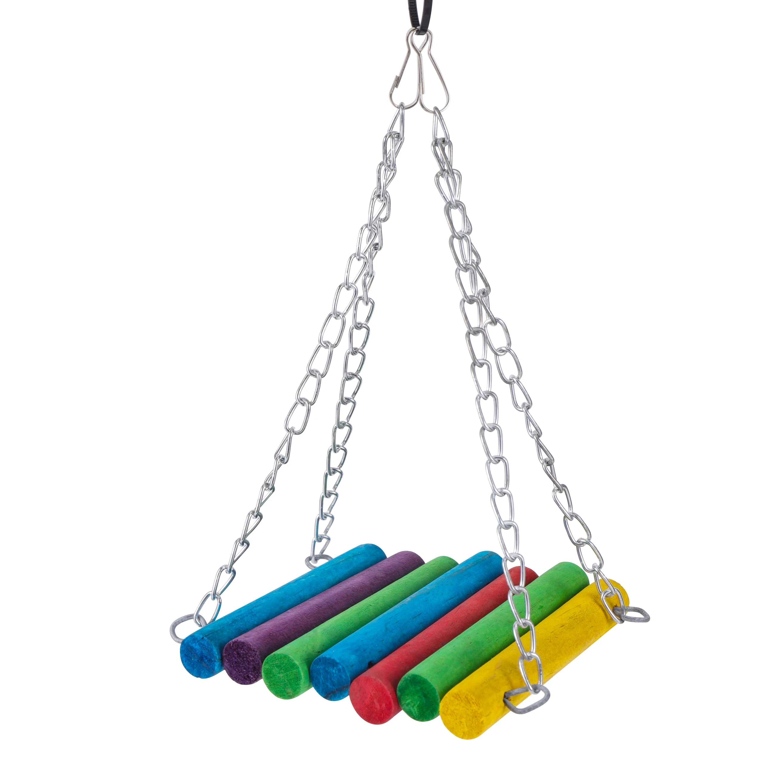 Ensemble de Jouets pour Oiseaux, Jouets d\'Entraînement à la Mastication, Hamac Suspendu, Cage pour Perroquets, Clochette, Perchoirs avec Échelle,