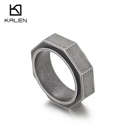 8mm 6 Colors Octagonal Nuts Ring For Mens Stainless Steel Luxurious Trendy Jewelry #8-#12