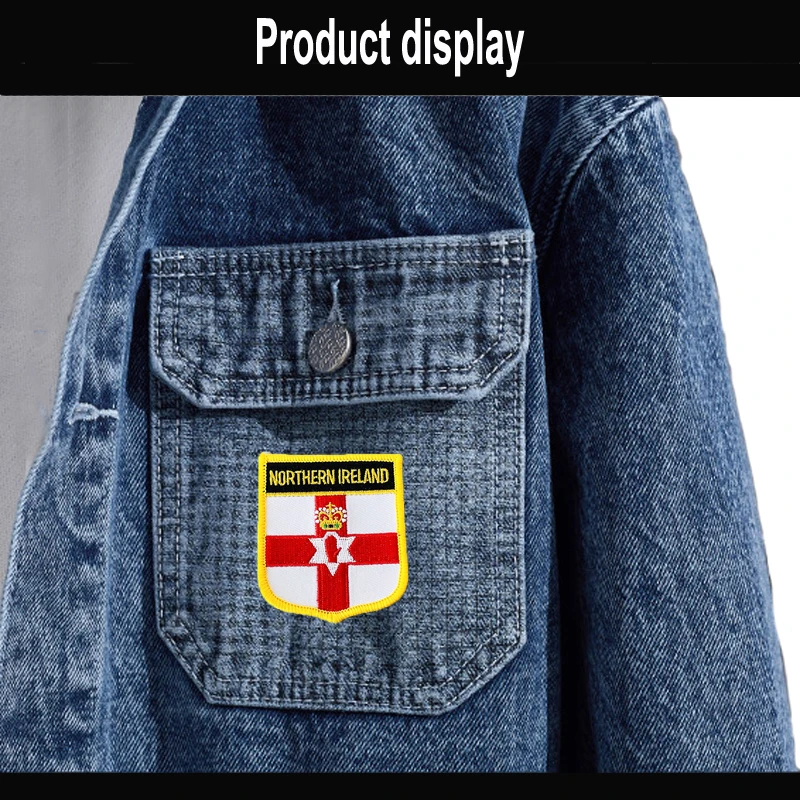 Irlandia północna flaga narodowa naszywki hafciarskie odznaka Shiled Shape żelazko na piłce na Cothing DIY Decoration — zdjęcie 7