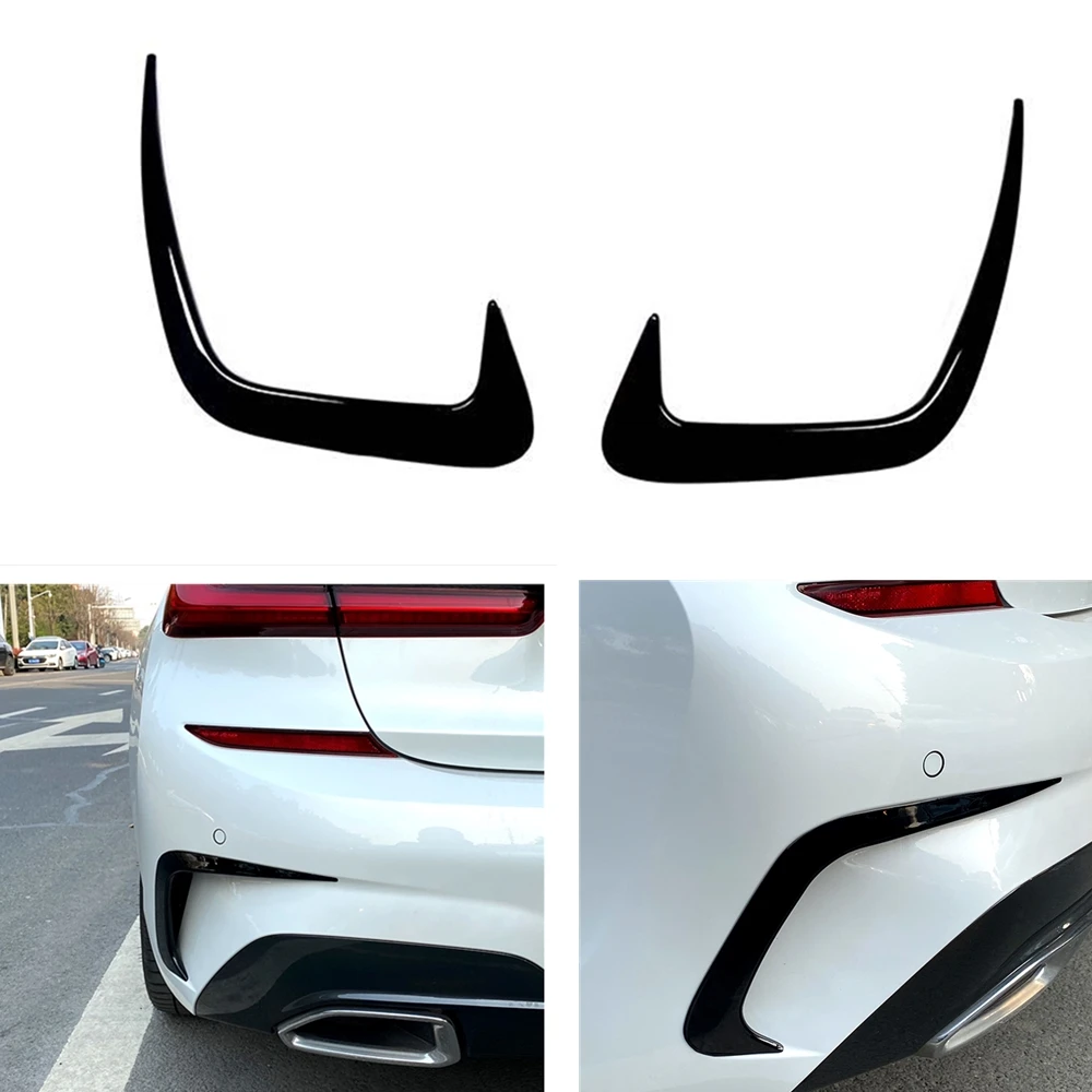 

For BMW 3 Series G20 G28 318i 320i 330i 2019-2023+ Rear Bumper Side Air Vent Trim Gloss Black/Carbon Fiber Look Spoiler Splitter