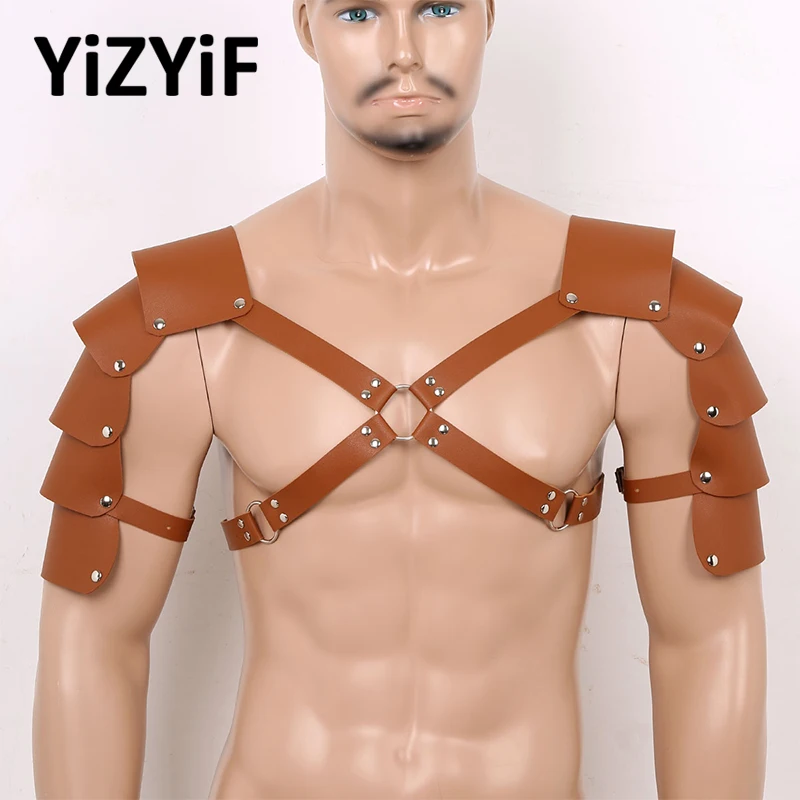 Uomini Harness Regolabile Del Cuoio Del Faux Della Biancheria Del Corpo Chest Harness Cintura Con le Spalla Armatura Mens Sexy Night Club Cosplay Costumi