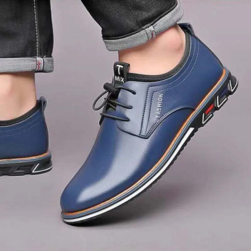 New Men Shoes Leather Cowhide Leather Shoes Men Comfortable Low-top British Casual Single Shoes Leather Shoes Formal Shoes 563 b