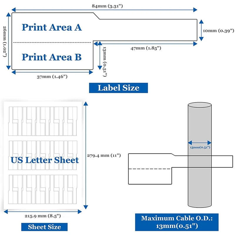 750Pcs Cable Label Sticker Waterproof Wire Network Electrical Cable Labels Cord Tag Marker Print Stickers Organizer