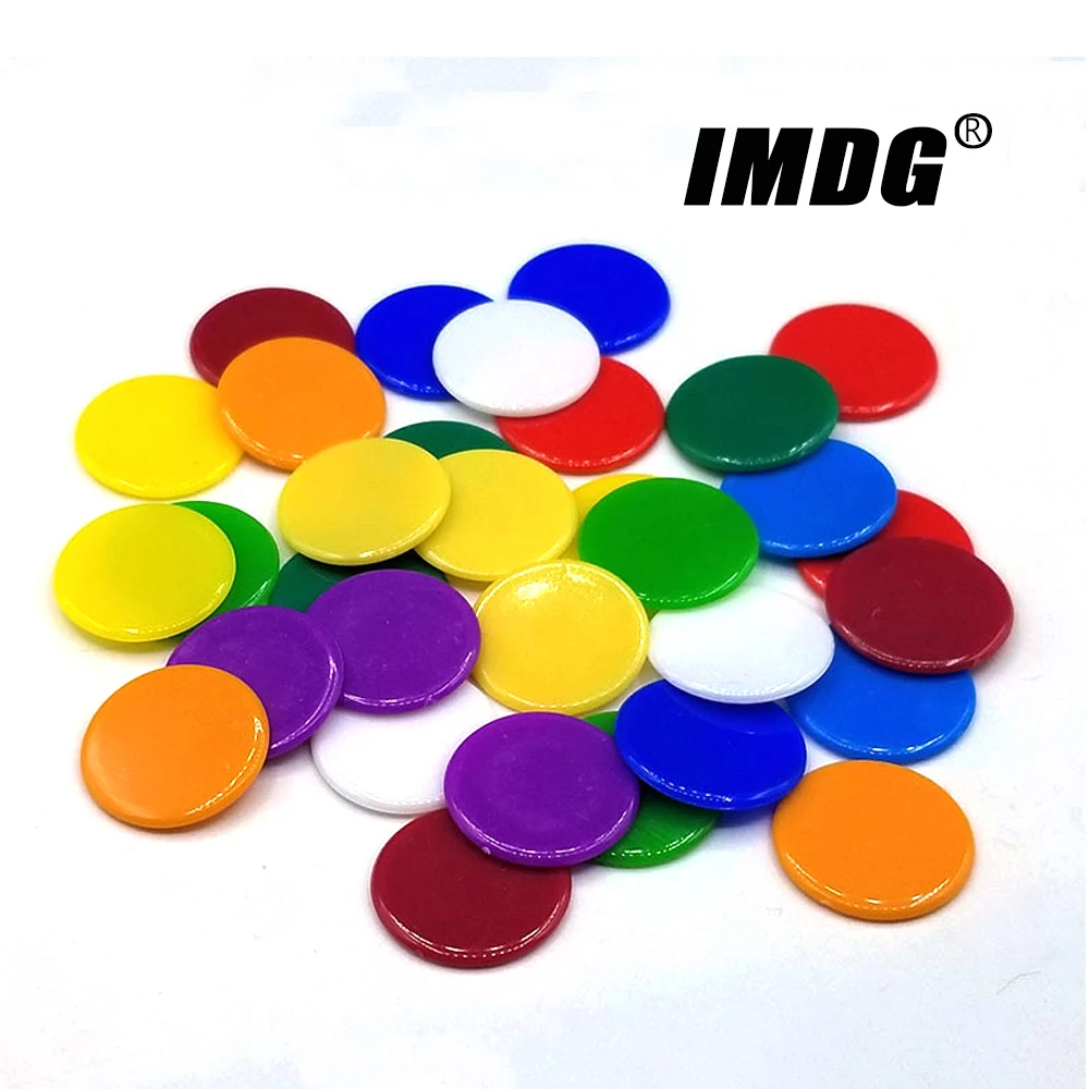 100pcs/Set 19mm Plastic Chips DIY Tokens Color Board Game Coins Bingo Accessories Teaching Game Coins