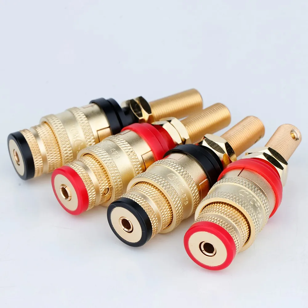 BP1128 Gold Plated Speaker AMP Binding Post Female Banana Jack Socket Connector - High Quality OFC Brass, 24K Gold Plated, Sand