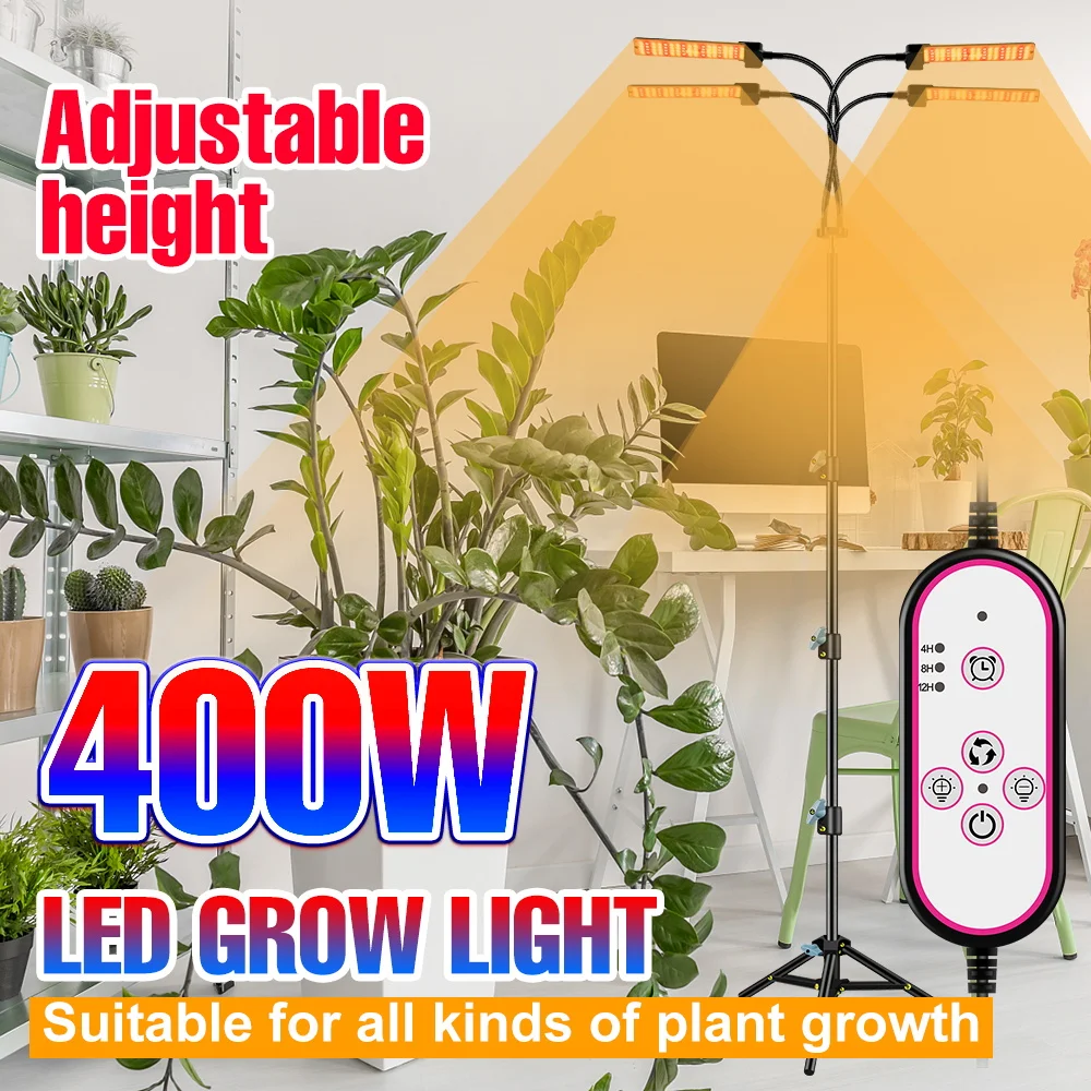 Luces LED para crecimiento de plantas, fitoamplificador LED de espectro completo para plantas, temporizador, 3 colores, atenuación, invernadero