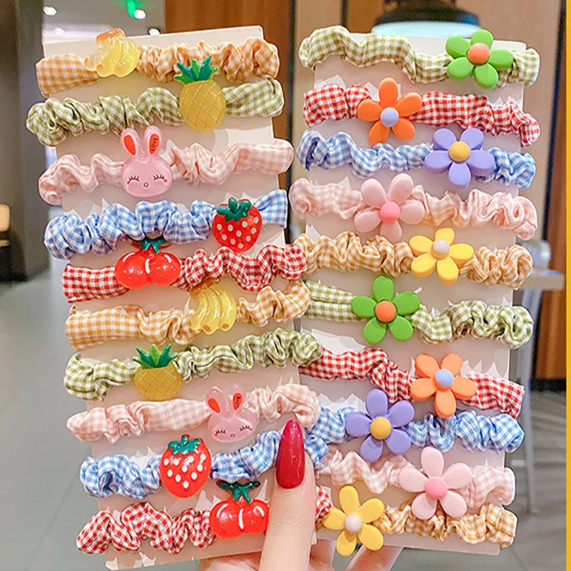 

Cute Flower Elastic HairBands Scrunchies Children Cartoon Princess Headdress Ponytail Hair Rope Girls Women Hair Accessories Set