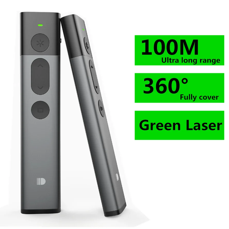 100M Green Laser Presentation Remote - 2.4GHz Wireless PowerPoint Slides RF Remote  PPT Pen