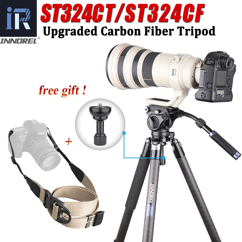 ST324CT/ST324CF Carbon Fiber Camera Tripod Professional Birdwatching Heavy Duty Tripod with Bowl and Adapter for DSLR Camcorder