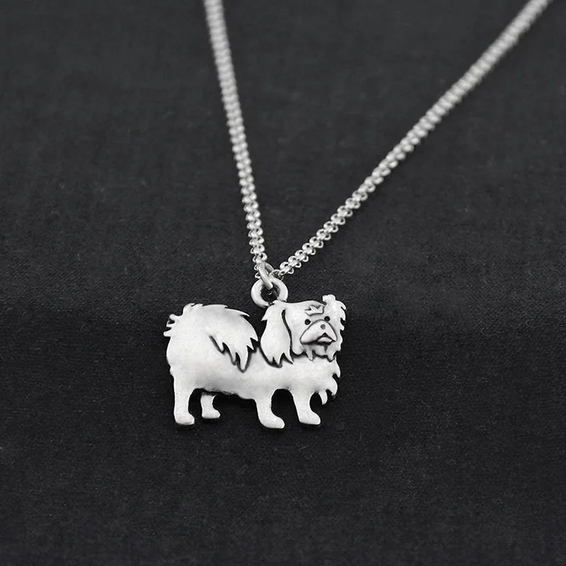 Vintage Cute Pekingese Dog Charm Pendant Choker Necklaces for Women Men Pet Lover Jewelry Stainless Steel Long Chain Necklace