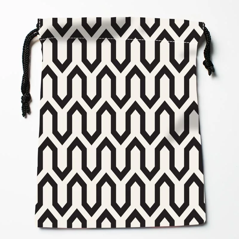 Nice Custom Black and White Pattern Printed Satin Storage Bag Drawstring Gift Bags More Size storage Custom Your Image 18*22cm image 4