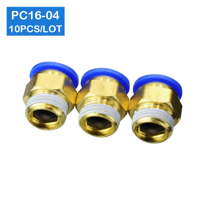 HIGH QUALITY  10pcs a lot BSPT PC16-04,16mm to 1/2\' Pneumatic Connectors male straight one-touch fittings