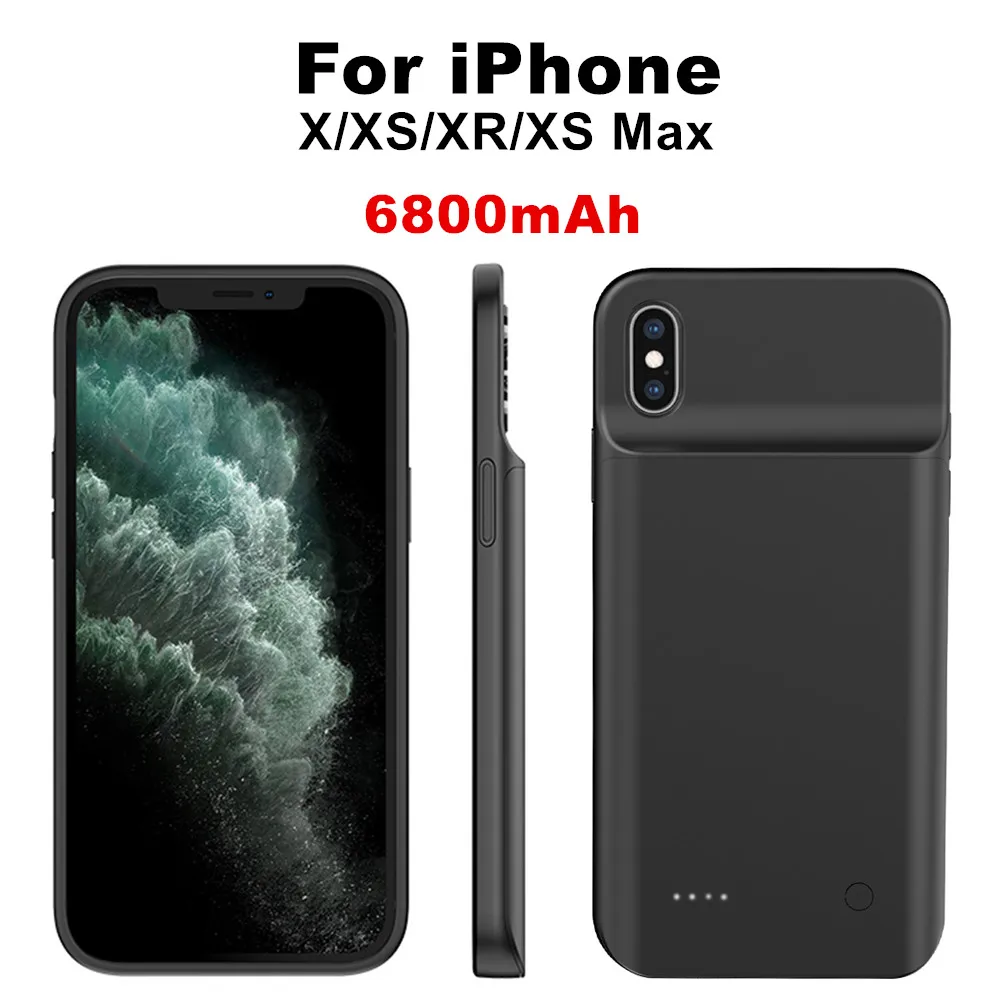 Power Case for iPhone XS Max XR X Battery Cases 6800mAh Portable Charger External Battery Power Bank Silicone Shockproof Cover