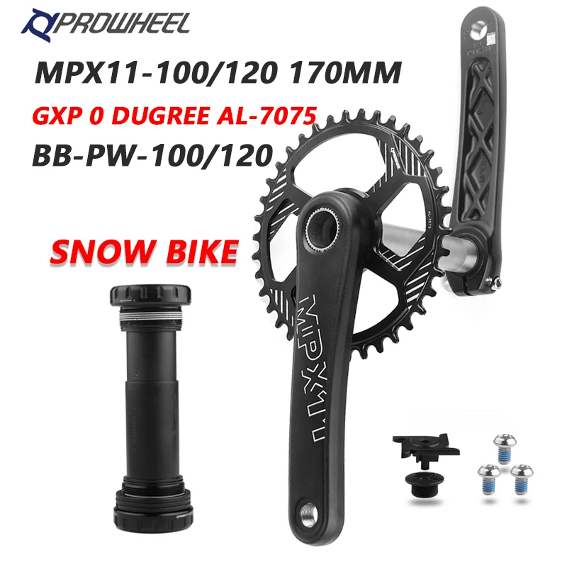 

PROWHEEL Snow Bike Crank 170mm Sprocket 28/30/32T 34/36/38T Chainrings Bottom bracket BB 100/120mm Fat Bicycle Crankset