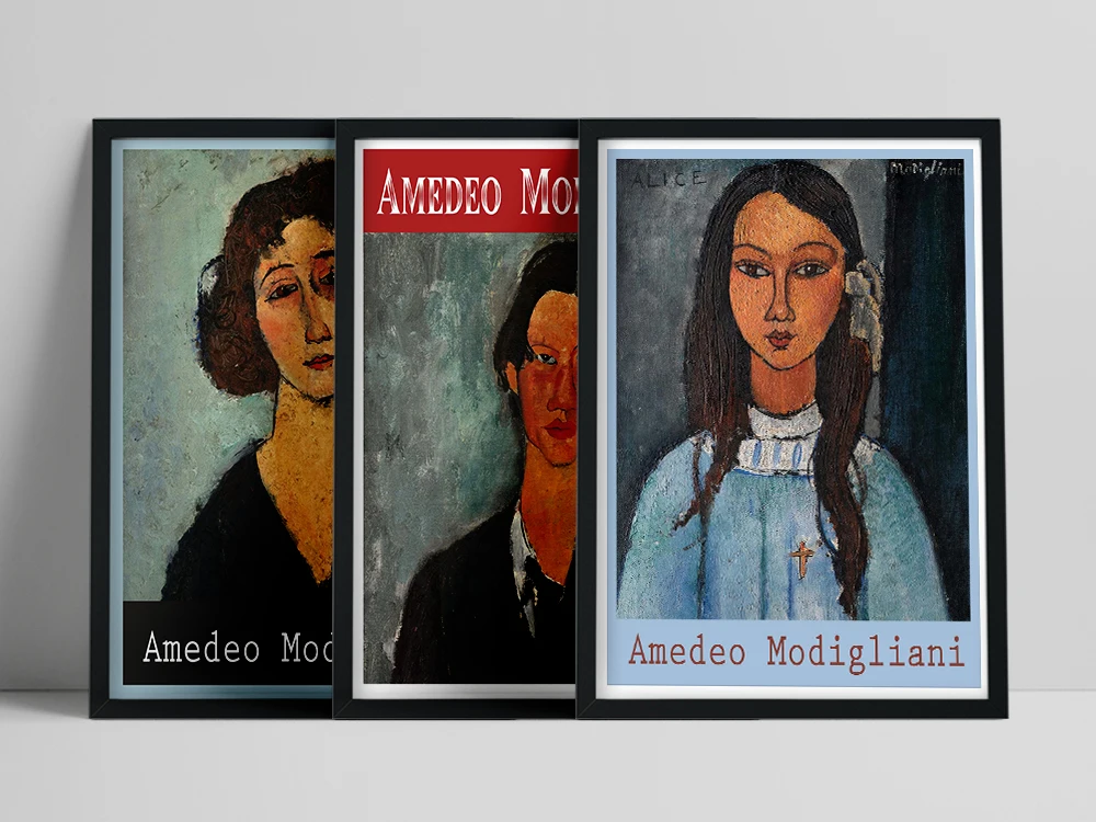 Italy Artist Amedeo Modigliani Famous Works Vintage Women Girl Portrait Canvas Painting Wall Art Print Poster Living Room Decor