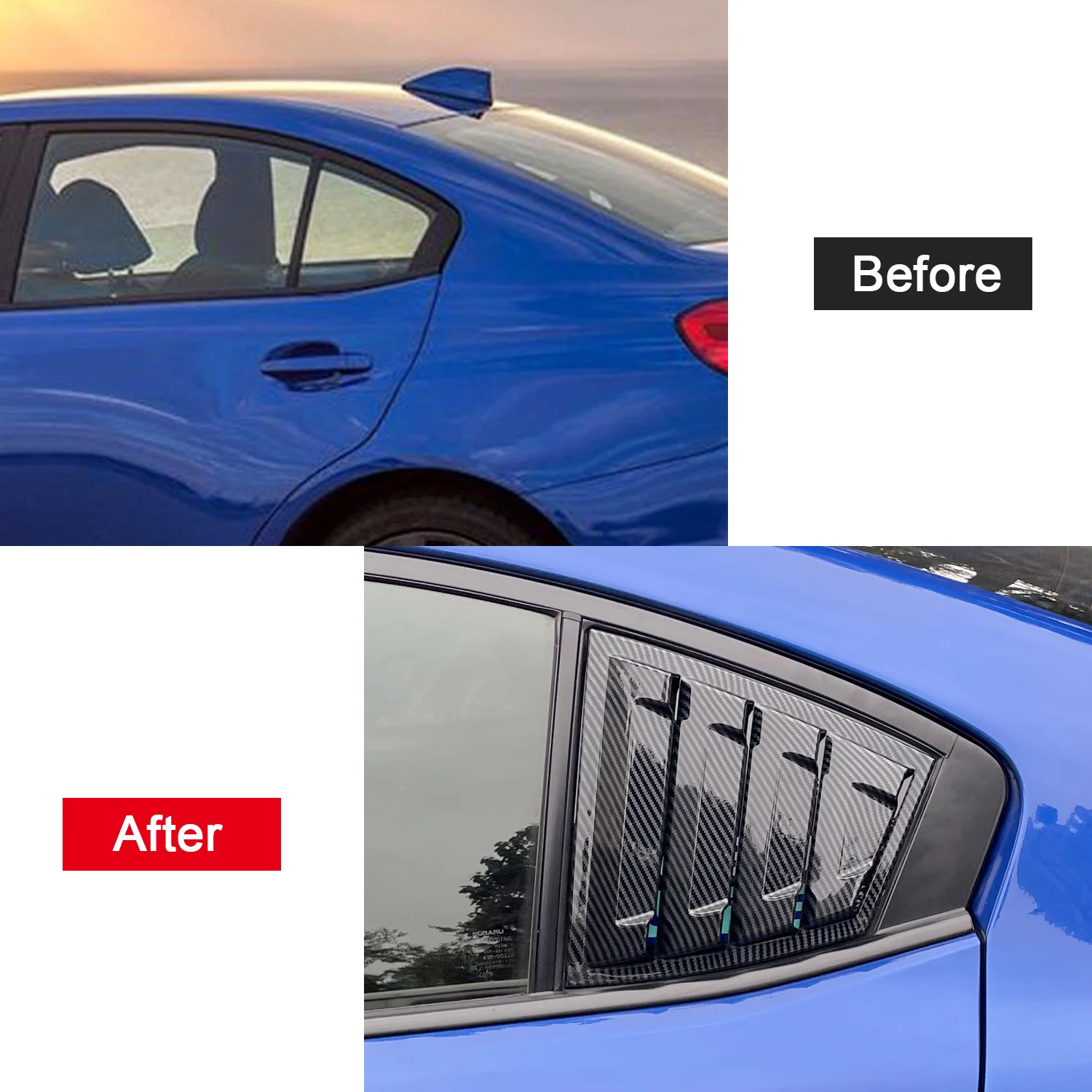 Car Accessories for Subaru WRX STi 2015 2016 2017 2018 2019 2020 ABS Rear Window Louvers Shutters Blinds Cover Trim 2pcs