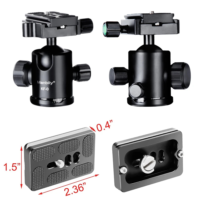 Manbily Tripod Ball Head with Quick Shoe Plate 360°Panoramic Ballhead Mount Adapter for Monopod,Slider,DSLR Camera KF-0