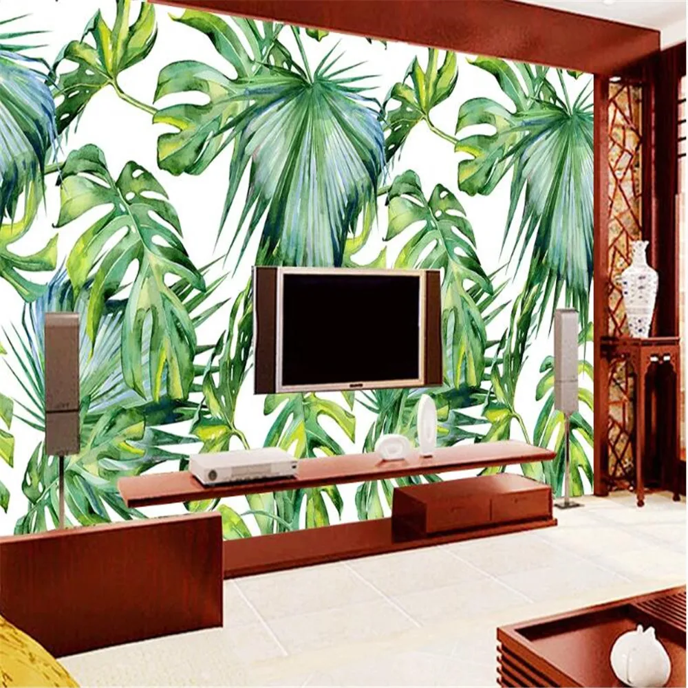 

Milofi large mural wallpaper beautiful dream fresh green banana leaf banana leaf oil painting background wall