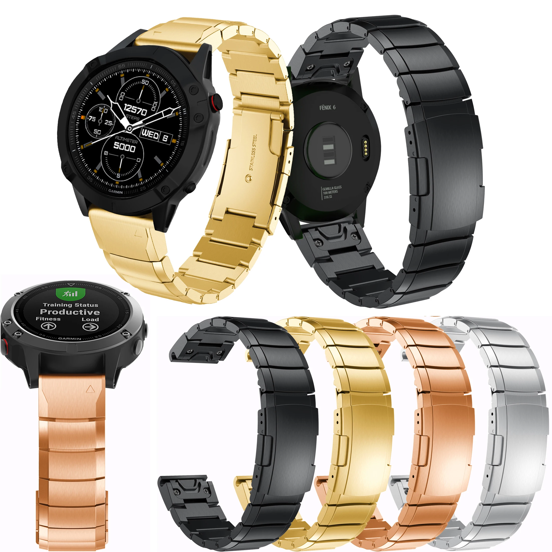 Strap width 22mm sport accessory wrists straps quick release stainless steel classic luxury wrist bands for Garmin Fenix 5 Bands