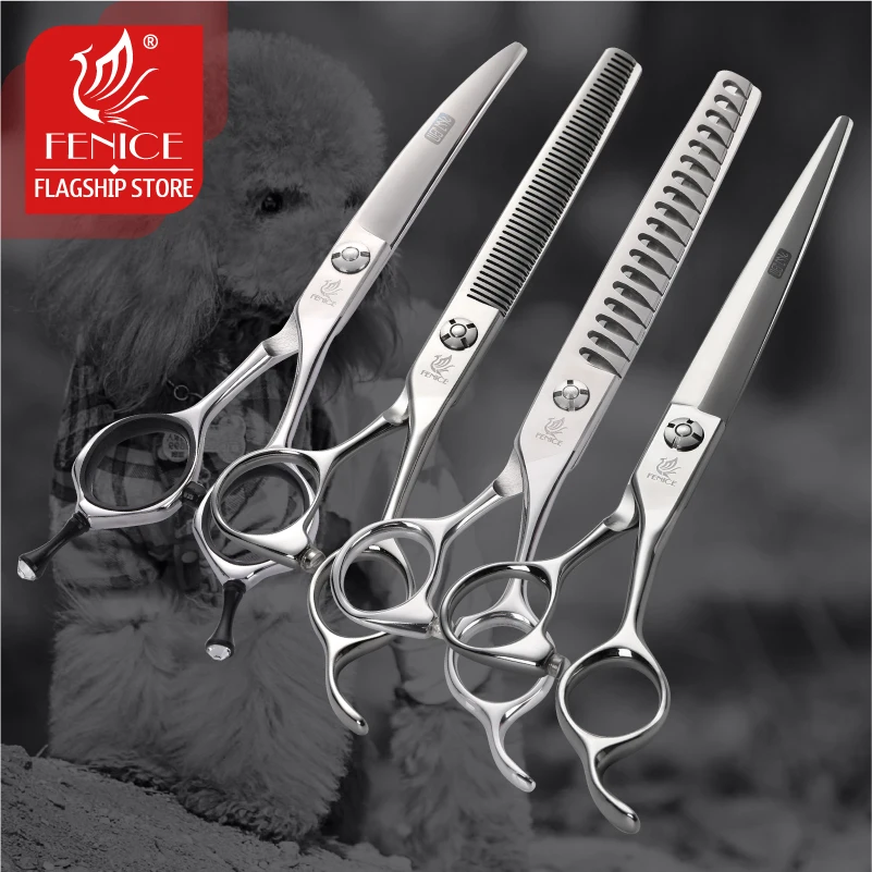 Fenice 6.5/7.0/7.5 inch Professional Pet Grooming Dog Scissors Cutting Shear Curved Scissors  Thinning Pets Scissors Japan 440C