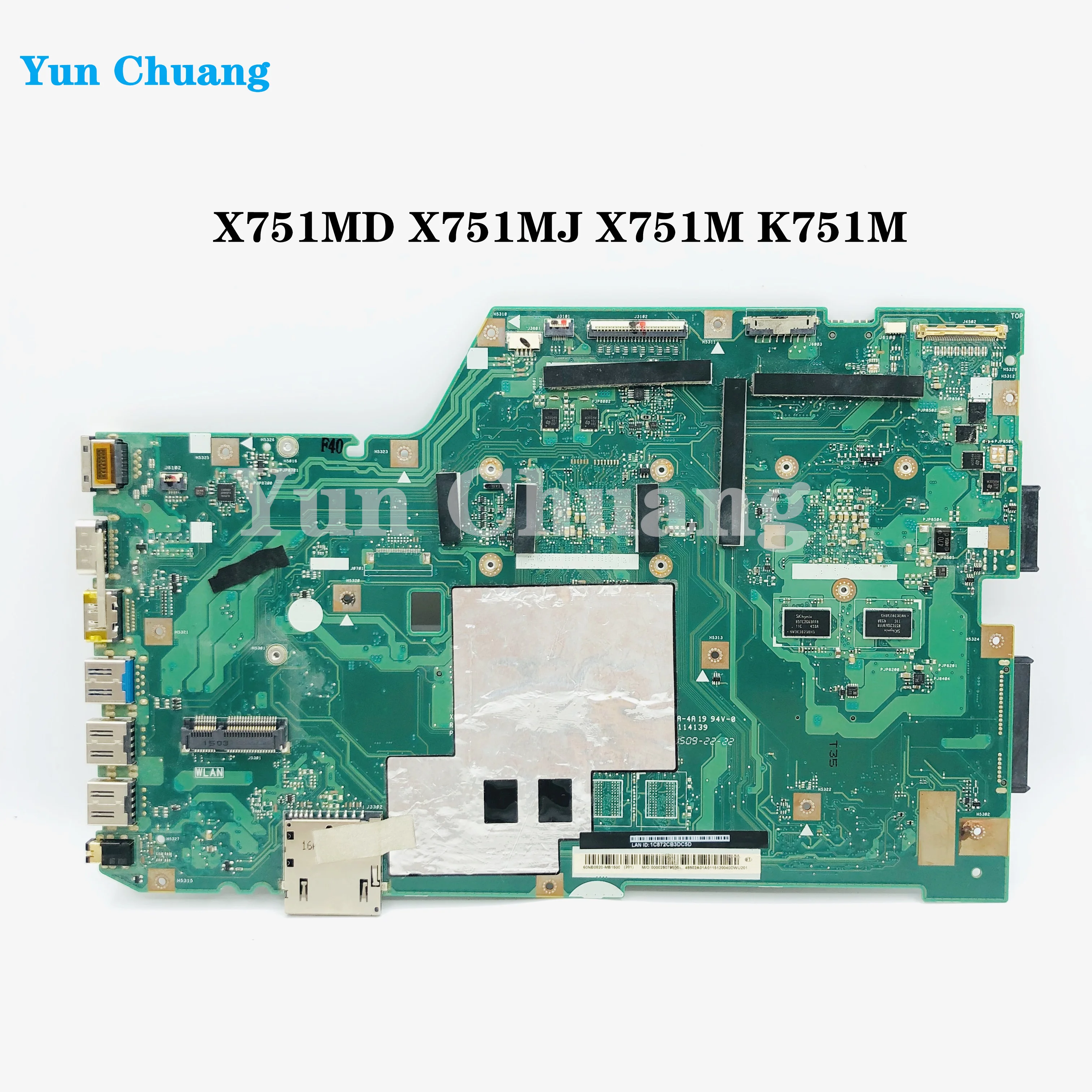 X751MD Mainboard For Asus X751MD X751MJ X751M K751M Laptop motherboard With Intel CPU+Video card DDR3L 100% Work