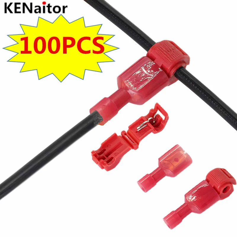 

100PCS Wire Cable Connectors Terminals Crimp Scotch Lock Quick Splice Electrical Car Audio 0.5-1.0mm 22-18AWG Kit Tool Set Red