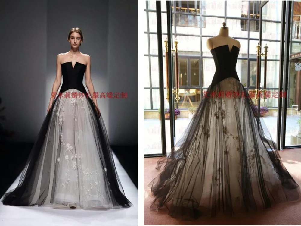 สีดำและสีขาว Tulle ดอกไม้เซ็กซี่ยาว2018 Vestido De Festa ความยาวชุดราตรีชุดราตรีแม่ชุดเจ้าสาว