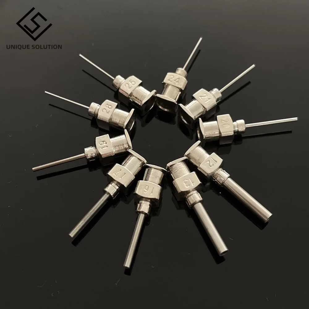 10pcs Stainless Steel 12G To 26G Dispenser Dispensing Syringe Needle Tip Set for Large Space Precision Dispensing Equipment Tool