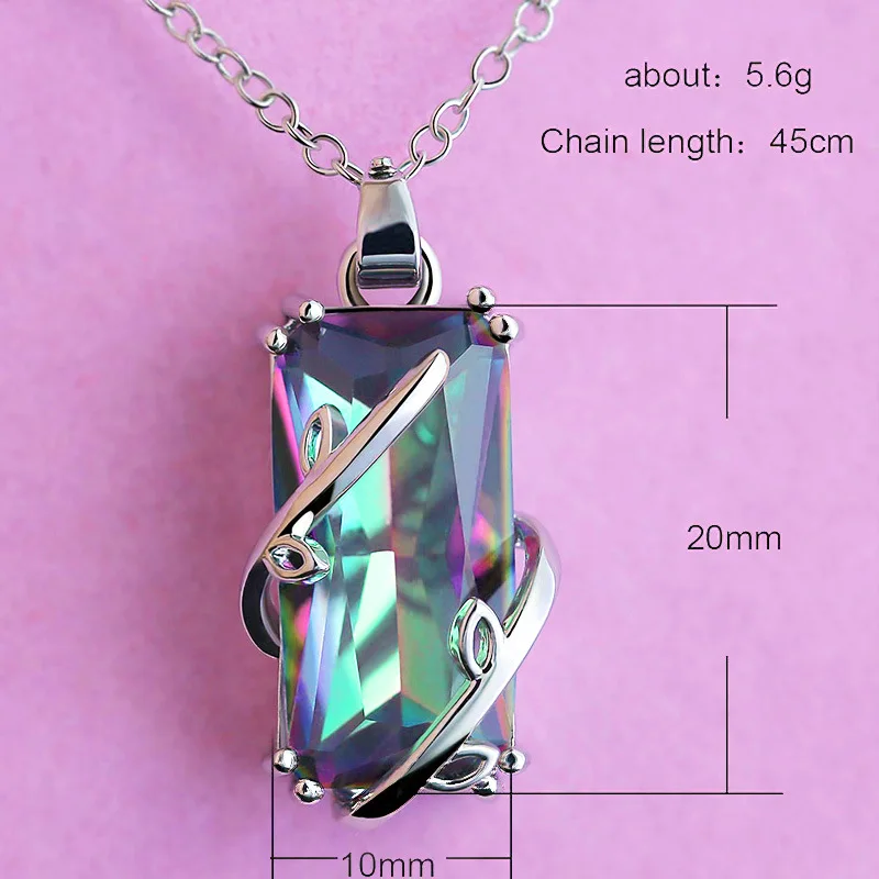 925 Sterling Silver diamond necklaces women natural topaz Pendant Women 45cm Necklace Jewelry Pendant mujer accessories gifts