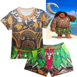 Maillot de bain à manches courtes pour enfants, avec Short et pantalon, Costume de bain pour garçons, Moana Cosplay Maui, 2020