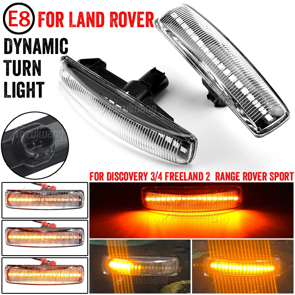 LED Side Marker Light for Land Rover Discovery 3 4 Freeland 2 Range Rover Sport Dynamic Turn Signal Smooth Flowing Light OE plug