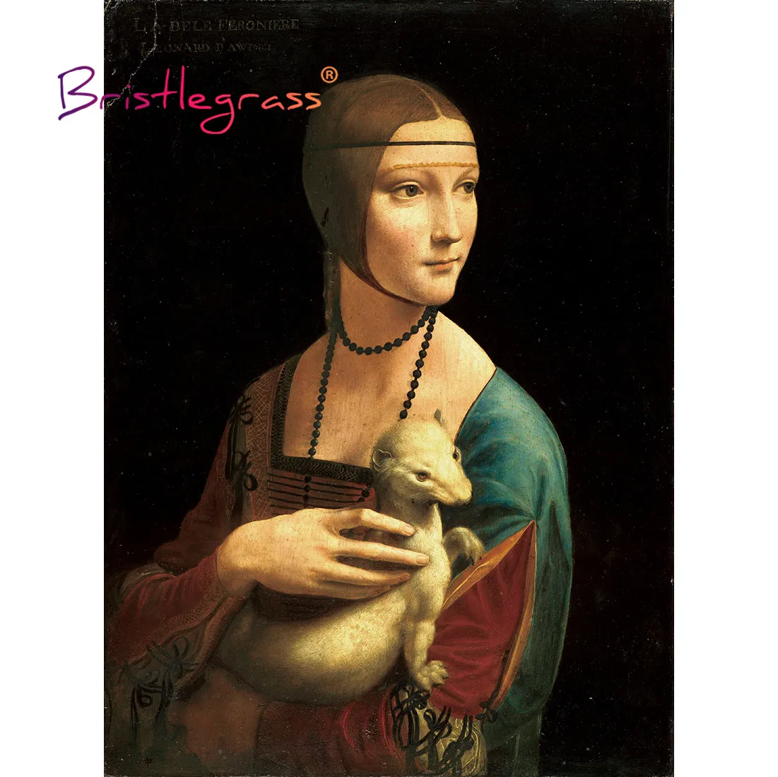 

BRISTLEGRASS Wooden Jigsaw Puzzles 500 1000 Pieces Lady with an Ermine Leonardo Da Vinci Educational Toy Painting Art Home Decor