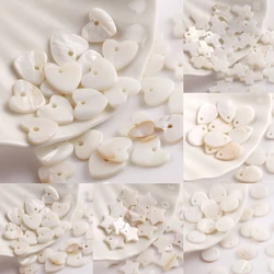 30pcs/lot Natural White Mother Of Pearl Shell Beads Loose round heart star Shell Chip Charms beads For Bracelet Jewelry Making