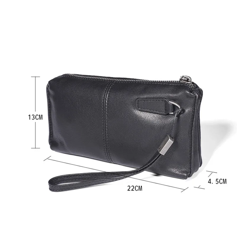 AETOO Vintage Men\'s Clutch Bag RFID Genuine Leather Clutch Wallet Bag Casual Long Purse Large Capacity Travel Handbag Male