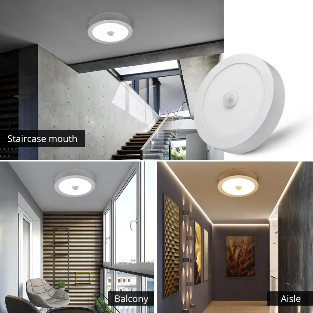 Motion Sensor Night Light 6W 12W 18W Ceiling Lighting PIR LED Panels Light Home Hallway Stairs Bath Room Ceil lampara 110V 220V