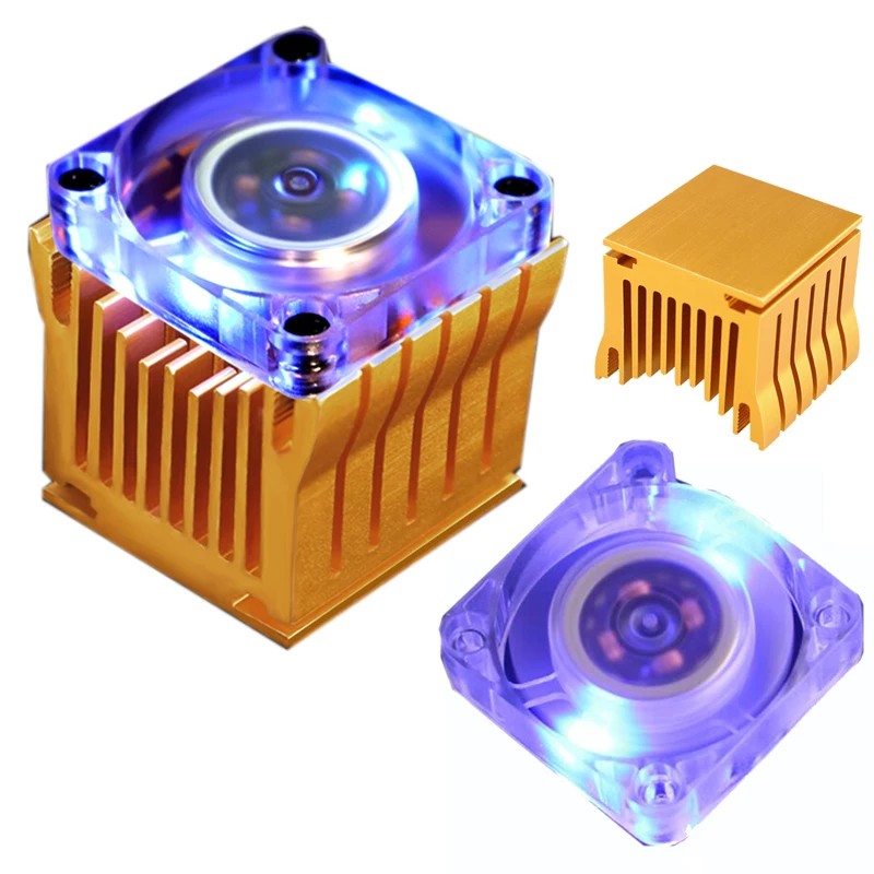 1 Pieces Aluminum Cooler Heatsink DIY Northbridge Golden Black Heat sinks Cooling with 40x40x10mm Fan For PC Computer Case